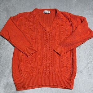 Vintage Colors by Brooks Sweater Womens Small Red V Neck Chunky Knit‎ 80s